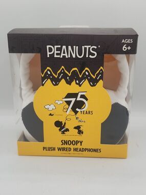 NEW Peanuts Snoopy Plush Wired Headphones 75 Years NIB
